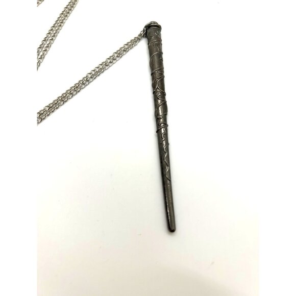 Magic Wand Necklace Fantasy Wizard Witch Warlock Magician Silver Chain - Picture 5 of 9